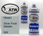 Preview: Nissan, Silver Frost Metallic, 549: 400ml Sprühdose + 400ml Klarlack - Set, von ATW Autoteile West.